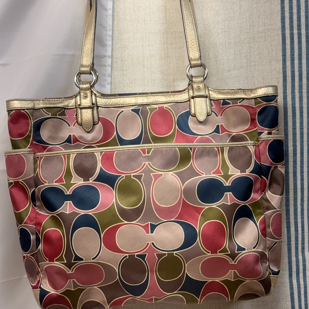 Coach Multicolor Tote with Gold Accents - Picture 3 of 12